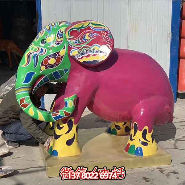 玻璃鋼雕塑大象，彩繪園林景觀